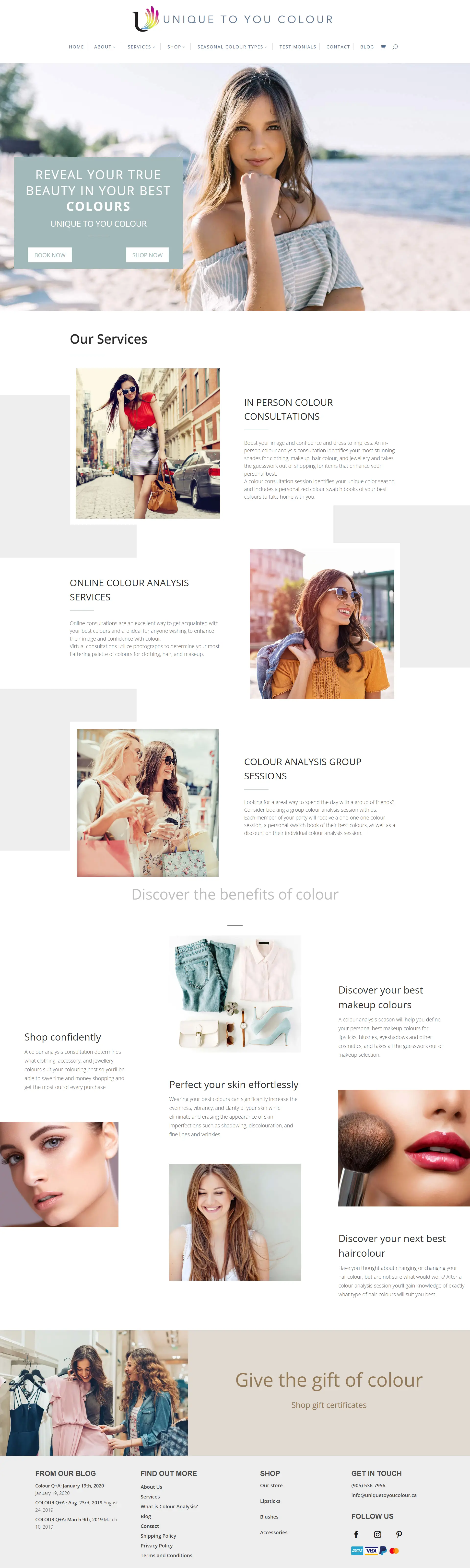Unique to You Colour website screenshot