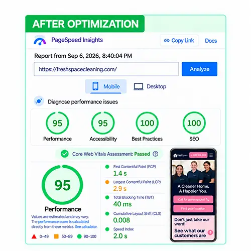 PageSpeed result after optimization