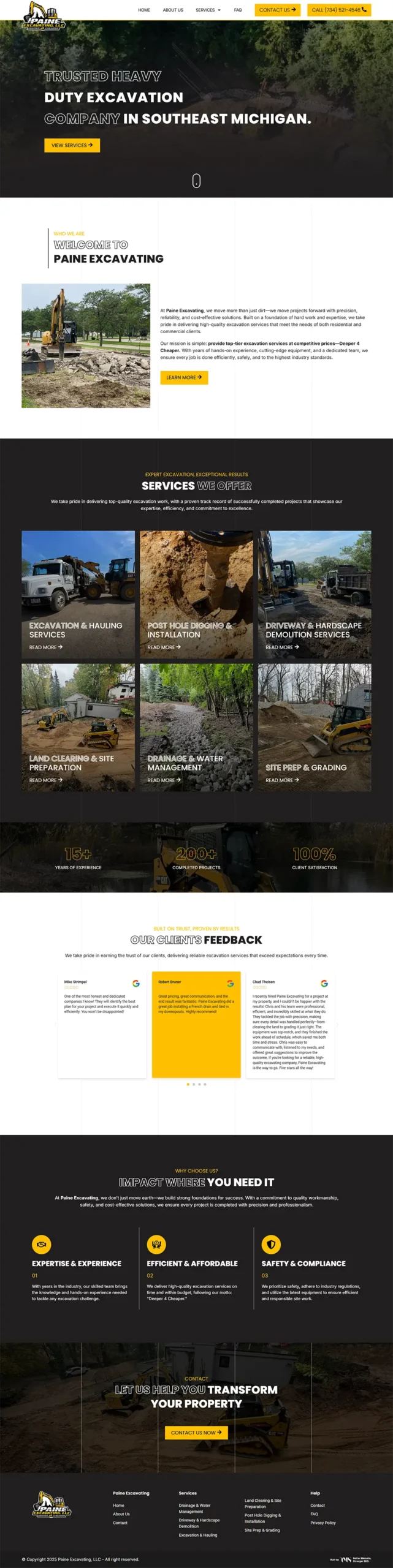 Paine Excavating website project